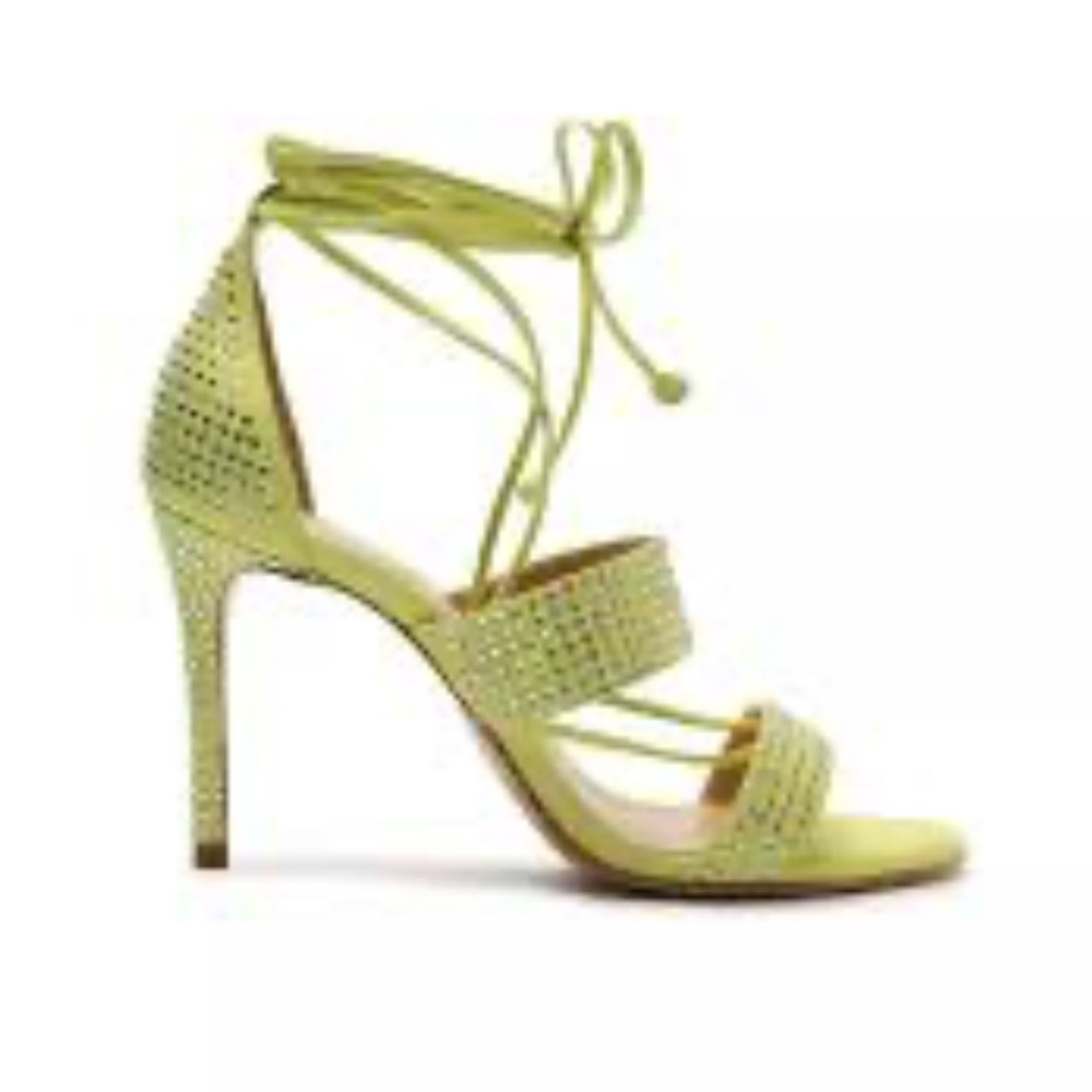 Schutz Sybil lace up sandal - 9.5 - lime green with rhinestone